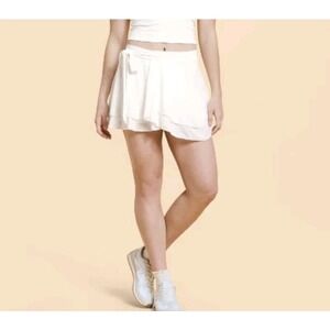 Blogilates Women's Dance Studio Wrap Skort,  Cream, Sugar Swizzle, Size Small